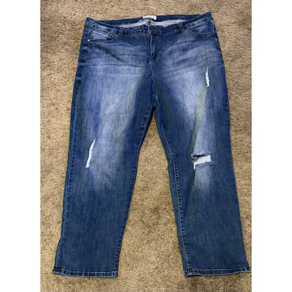Molly & Isadora Jeans Womens Plus Size 22 Blue Distressed Denim Stretch Destroy - Picture 1 of 11